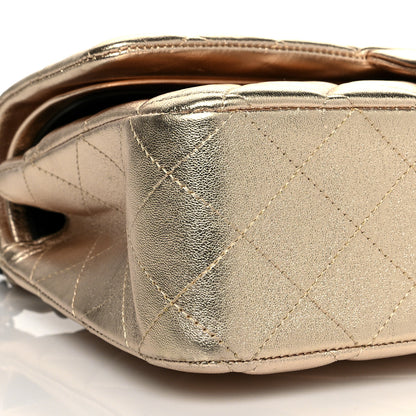 Chanel Metallic Lambskin Quilted Medium Double Flap Gold Black 8 of 9