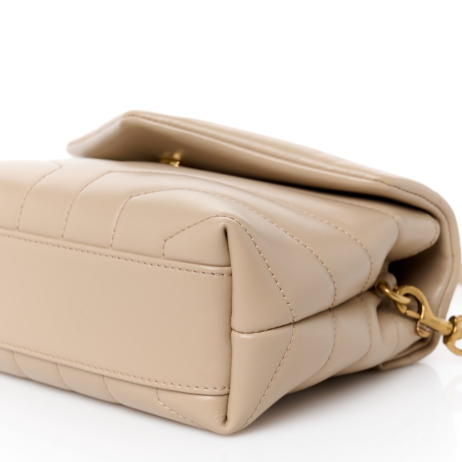Saint Laurent Calfskin Y Quilted Monogram Toy Loulou Crossbody Bag Dark Beige 11 of 11