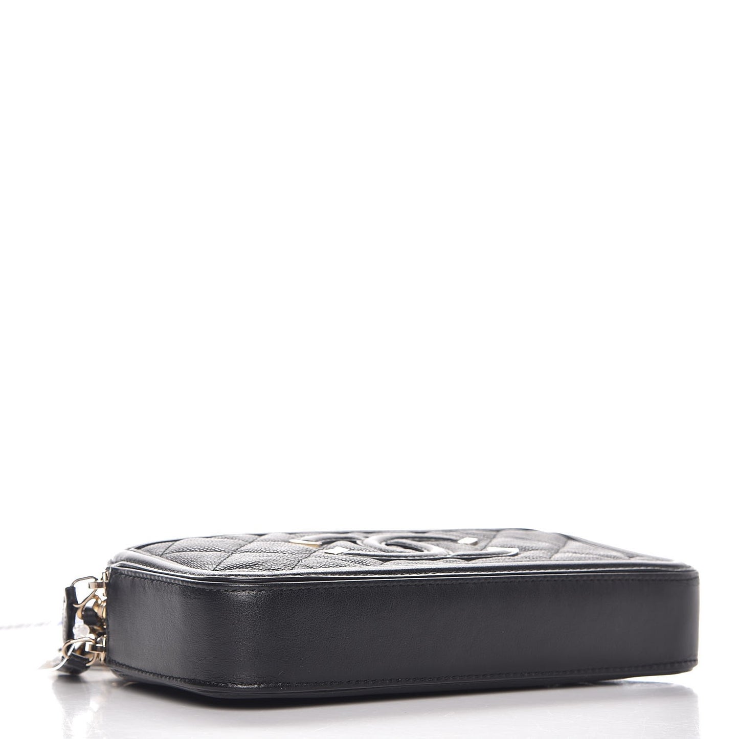 Caviar Quilted CC Filigree Clutch With Chain Black