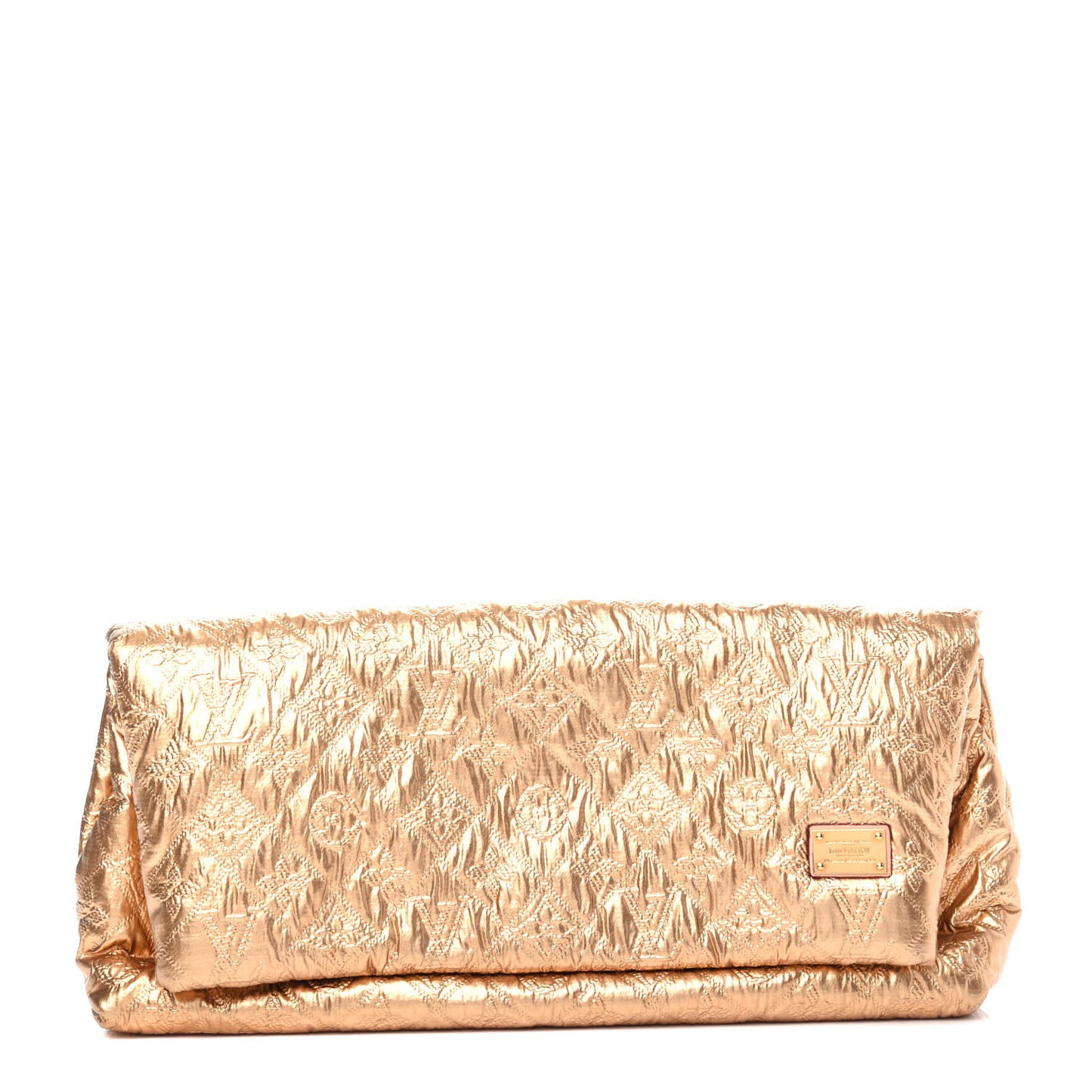 Jacquard Quilted Monogram Limelight Clutch MM Gold
