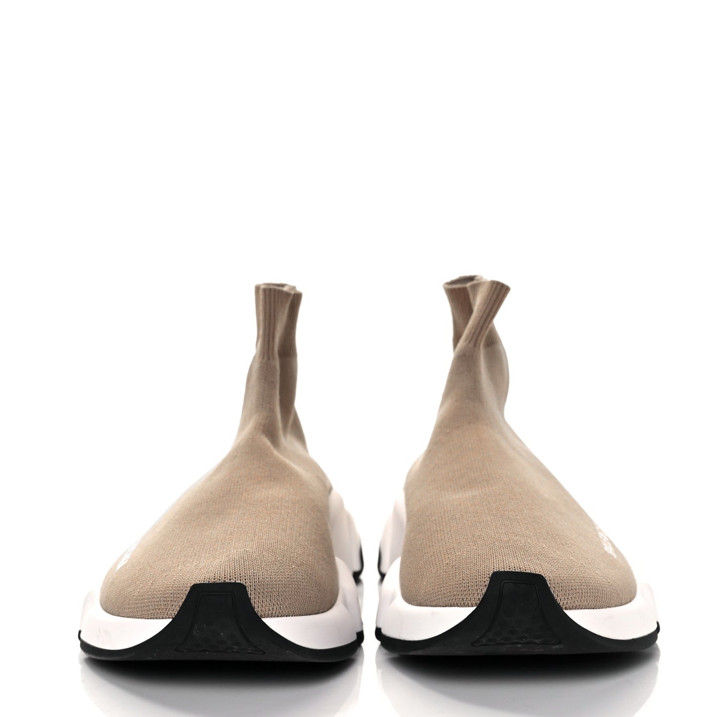 Neoprene Knit Bi-Color Sole Womens Speed Sneakers 37 Beige White Black