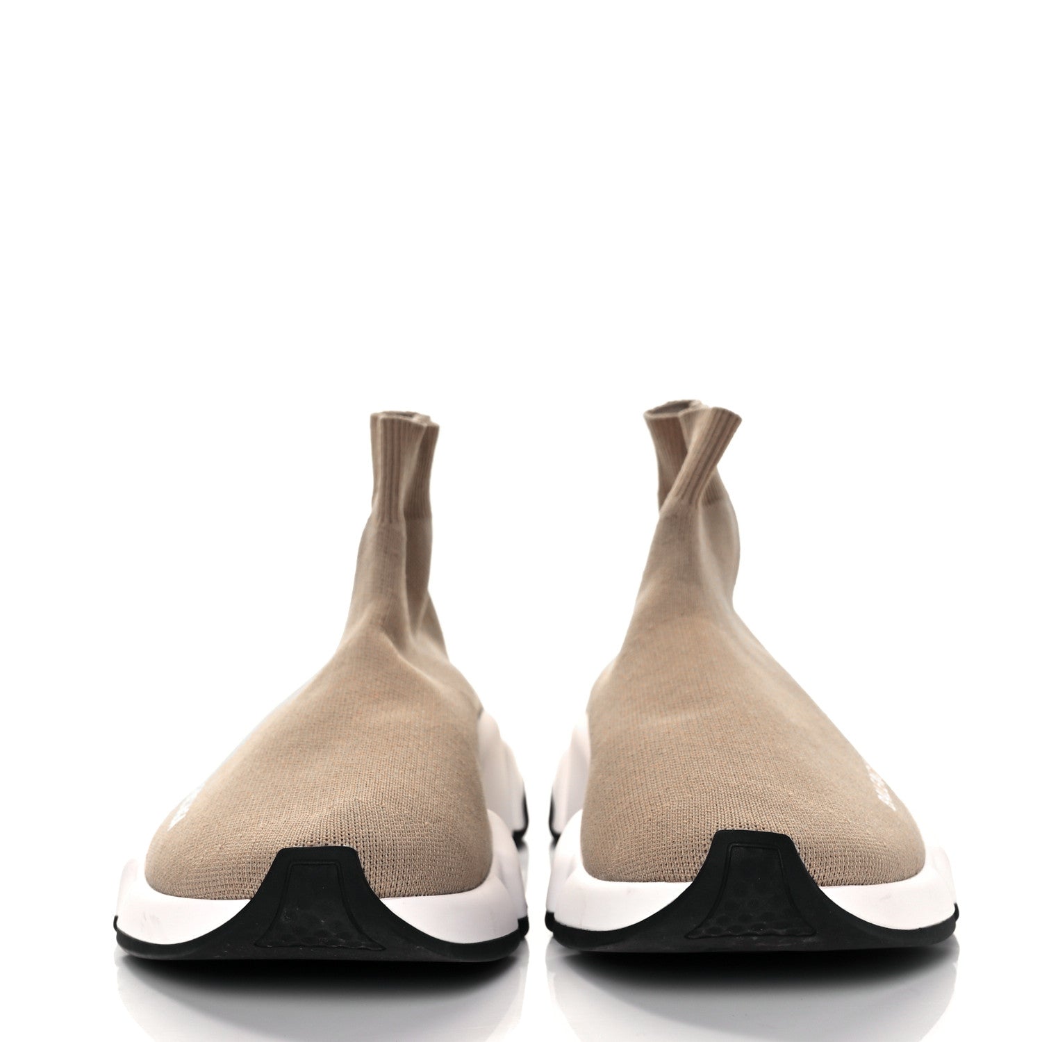 Balenciaga Neoprene Knit Bi-Color Sole Womens Speed Sneakers 37 Beige White Black 2 of 8