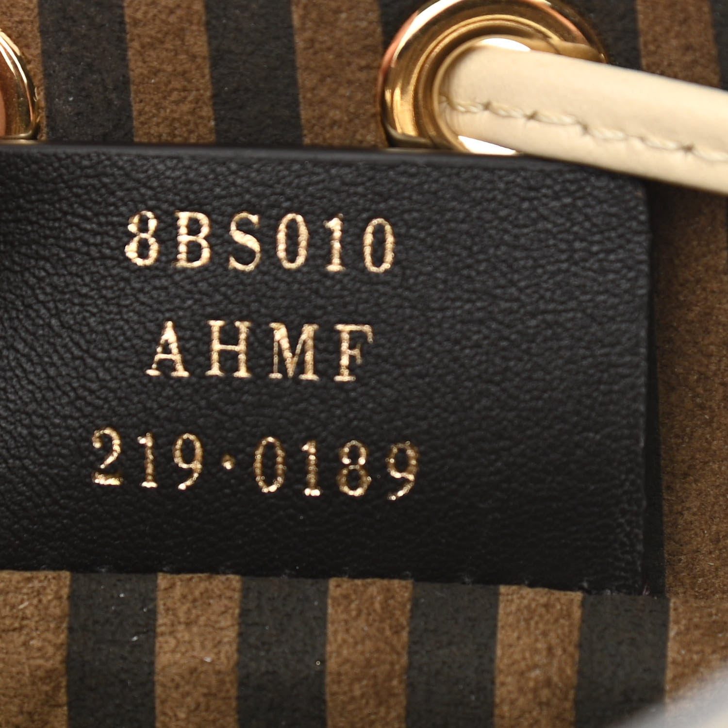 Fendi Vitello King F is Fendi Logo Debossed Metal Stitch Mini Mon Tresor Bucket Bag Pergamena 9 of 10