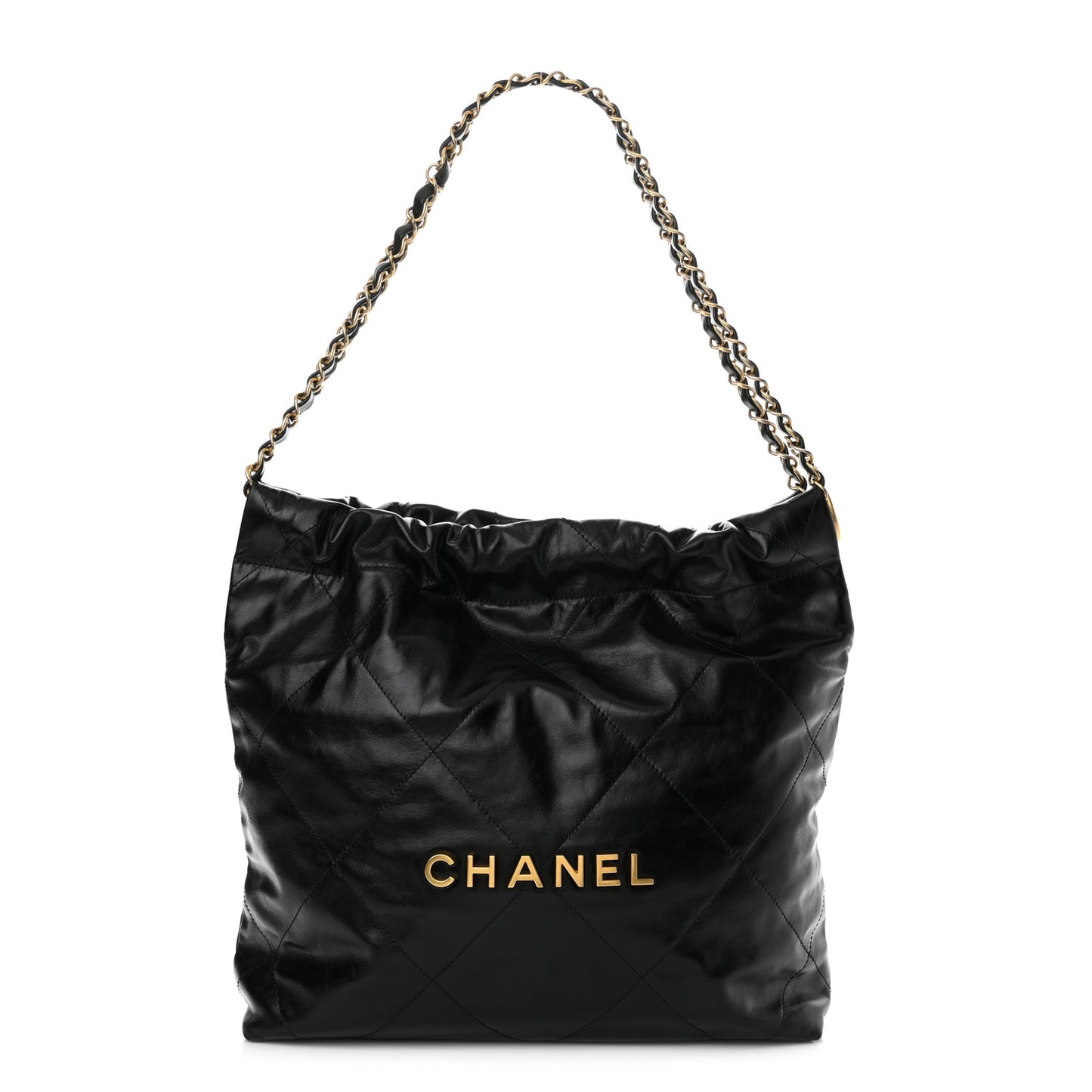 Shiny Calfskin Quilted Small Chanel 22 Black