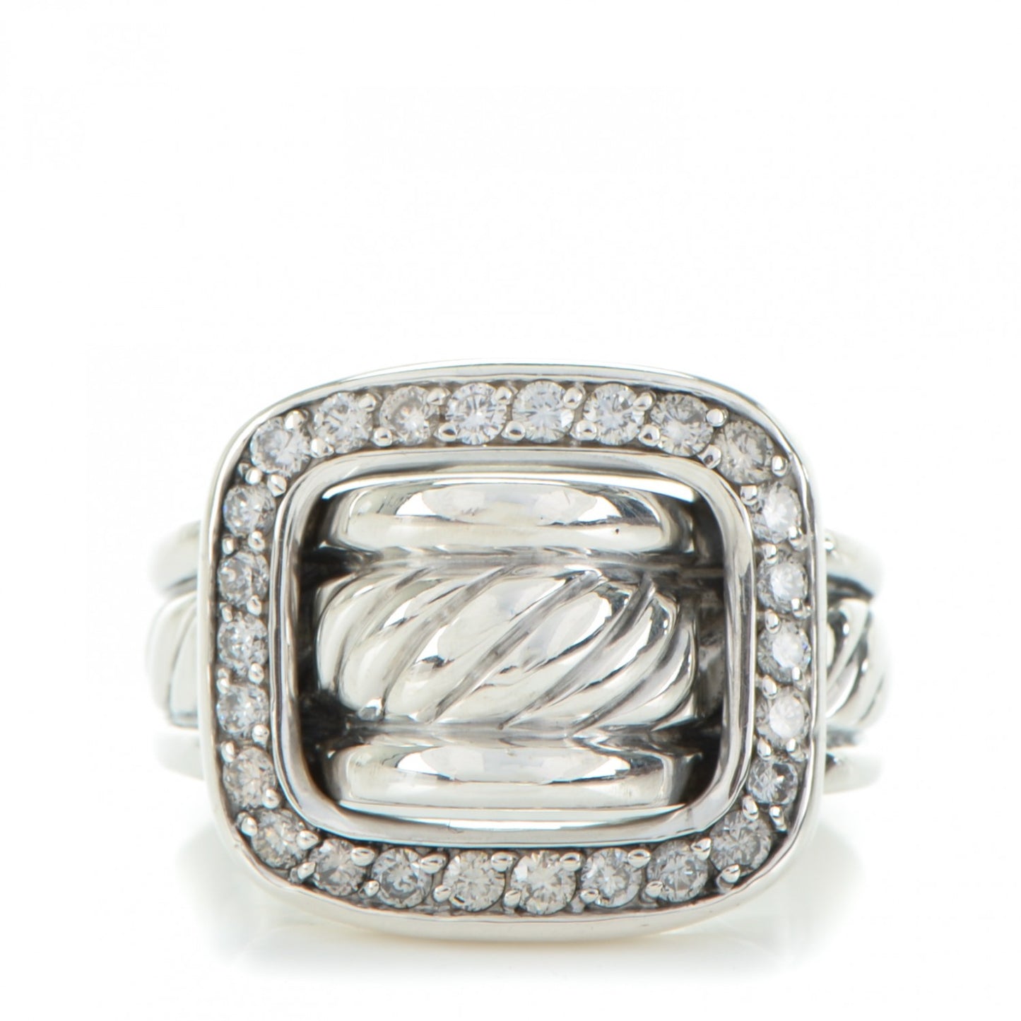 Sterling Silver Diamond Buckle Ring 53 6.5