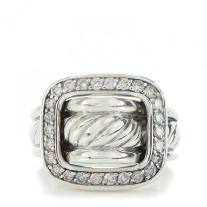 David Yurman Sterling Silver Diamond Buckle Ring 53 6.5 1 of 4