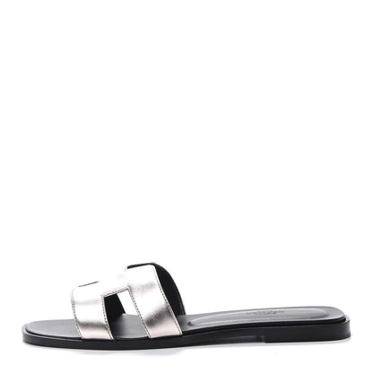 Hermes Metallic Calfskin Oran Sandals 39.5 Rose Dore 1 of 9