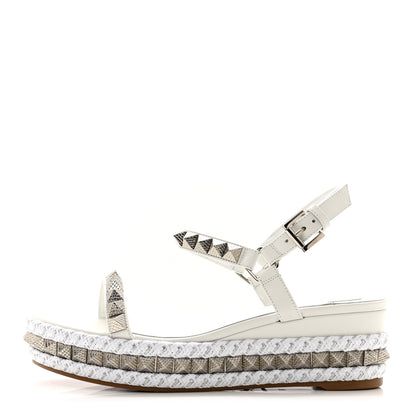 Christian Louboutin Calfskin Bianco Pyraclou 60 Platform Sandals 38 White Silver 1 of 8