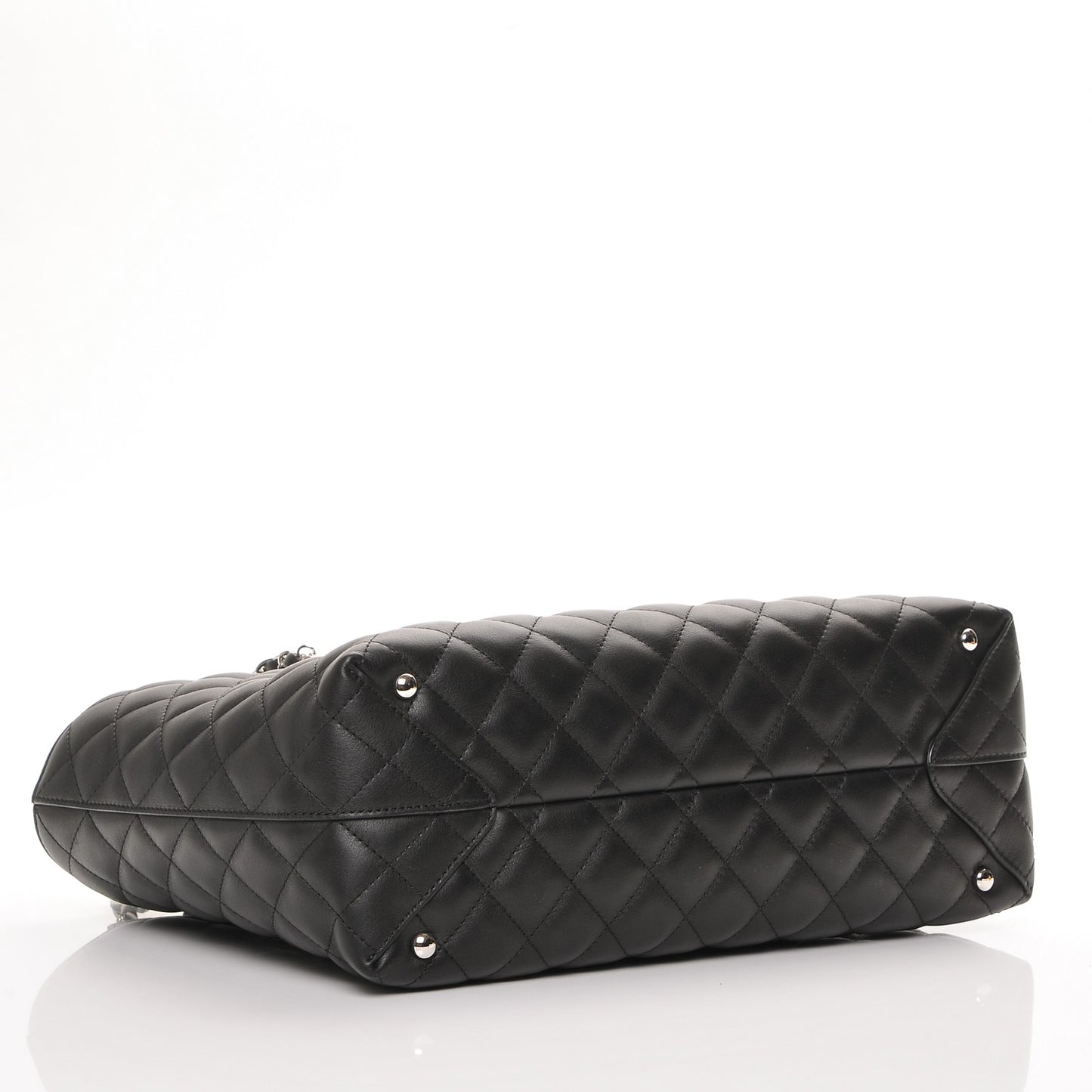 Calfskin Quilted Large Shopping Tote Black