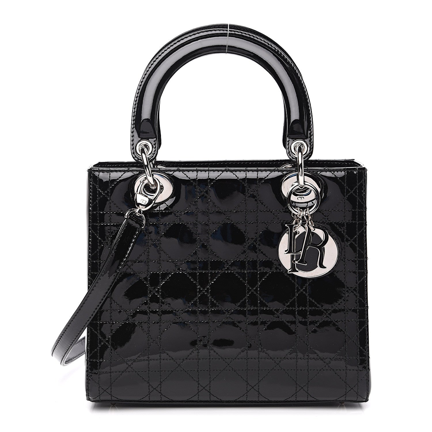 Christian Dior Patent Cannage Stitched Medium Lady Dior Black 1 of 9