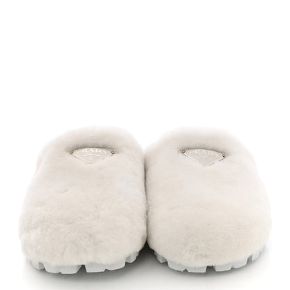 Prada Montone Metal Triangle Logo 20mm Slippers 39 Bianco 2 of 9