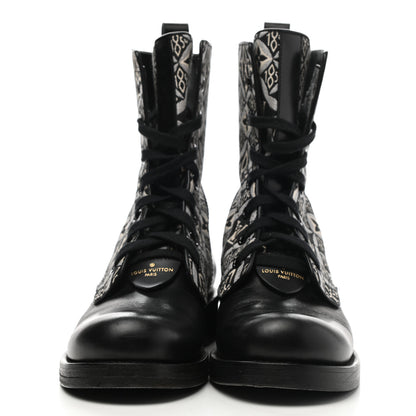 Louis Vuitton Jacquard Calfskin Since 1854 Metropolis Flat Ranger Boot 38.5 Gray 2 of 11