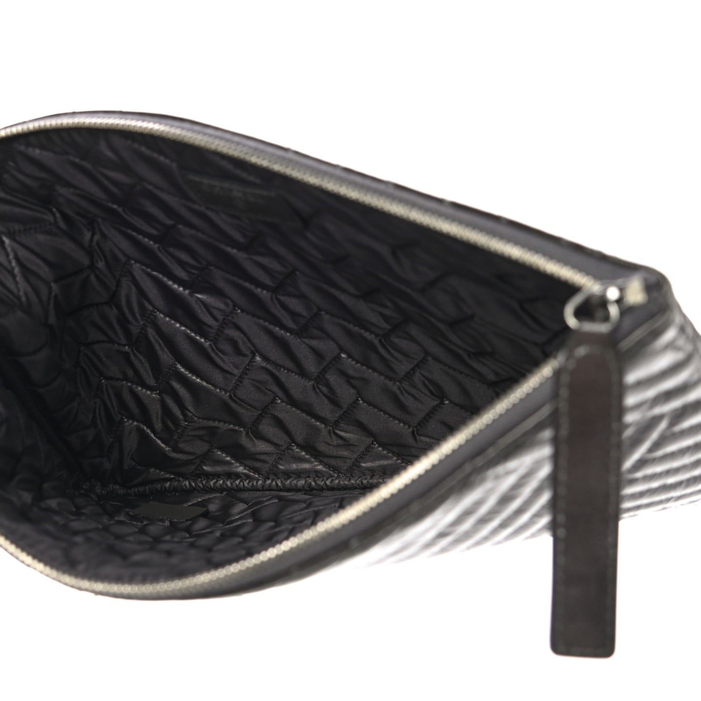 Distressed Patent Chevron Quilted Medium CC Crossing Cosmetic Case Black