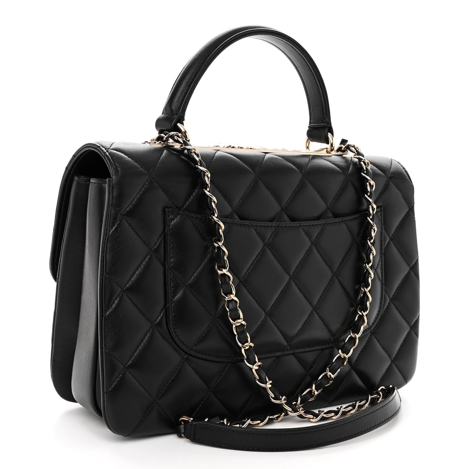 Chanel Lambskin Quilted Medium Trendy Chain CC Flap Dual Handle Bag Black 2 of 8