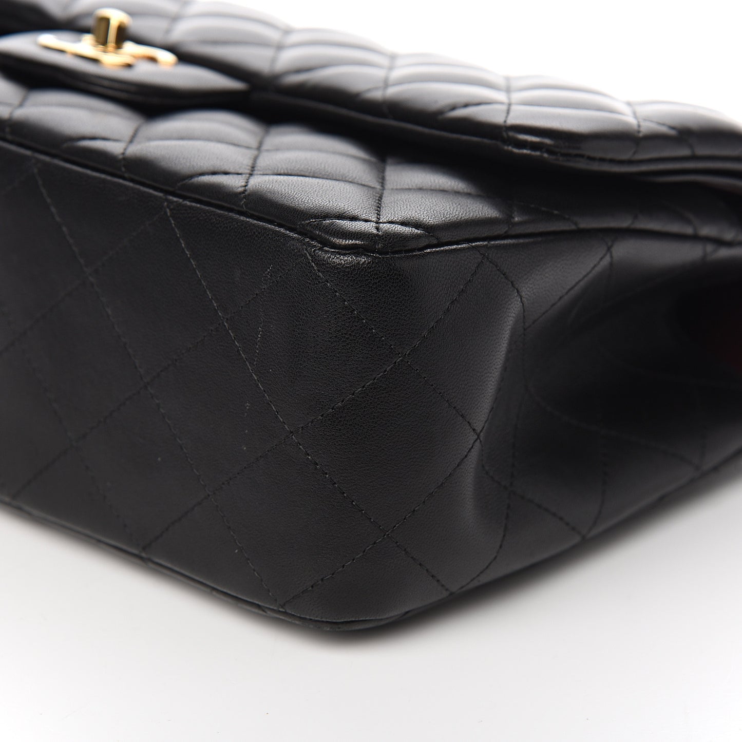 Lambskin Quilted Jumbo Double Flap Black