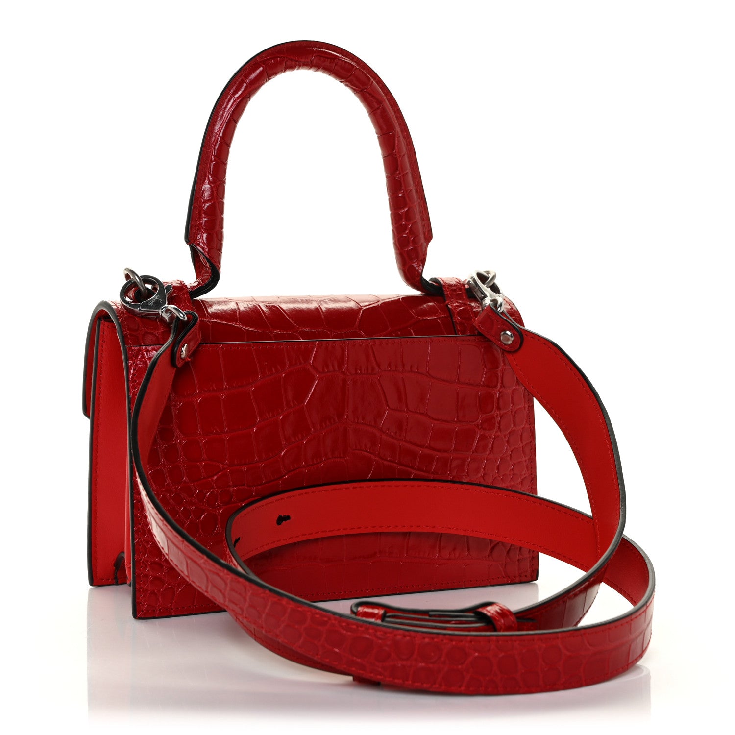Christian Louboutin Crocodile Embossed Calfskin Small Elisa Top Handle Bag Loubi 3 of 11
