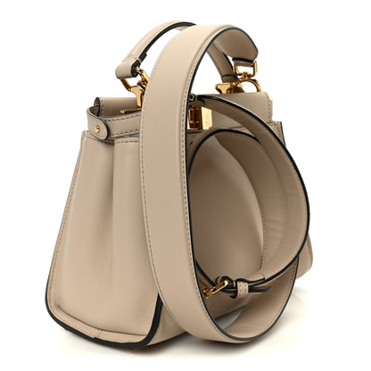 Fendi Vitello Seta Canvas FF Embroidered Mini Peekaboo Iconic Satchel Nuvola 3 of 11