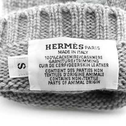 Hermes Cashmere Deerskin Baltimore Mittens S Light Grey 4 of 5