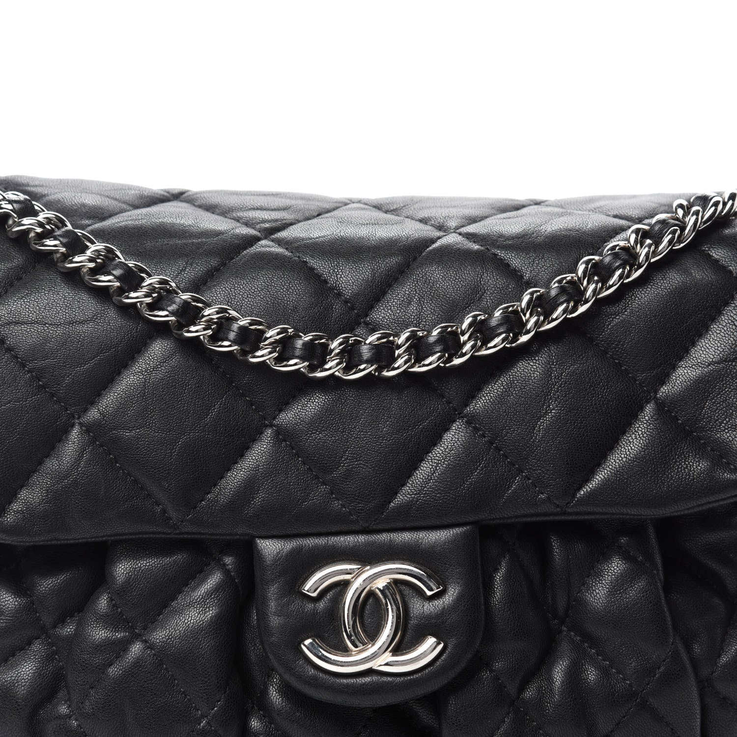 Chanel Washed Lambskin Quilted Medium Chain Around Messenger Black 13 of 20