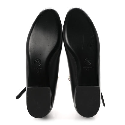 Chanel Shiny Lambskin Pearl Cap Toe Ankle Chain Ballerina Flats 38 Black 6 of 9