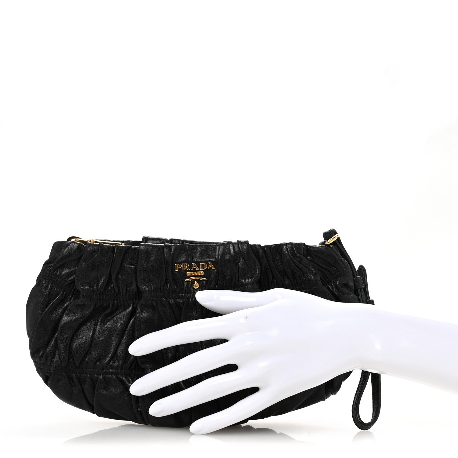 Prada Nappa Gaufre Wristlet Clutch Black 2 of 14