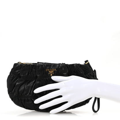 Prada Nappa Gaufre Wristlet Clutch Black 2 of 14