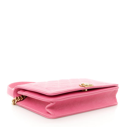 Chanel Caviar Quilted Boy Wallet On Chain WOC Pink 4 of 12