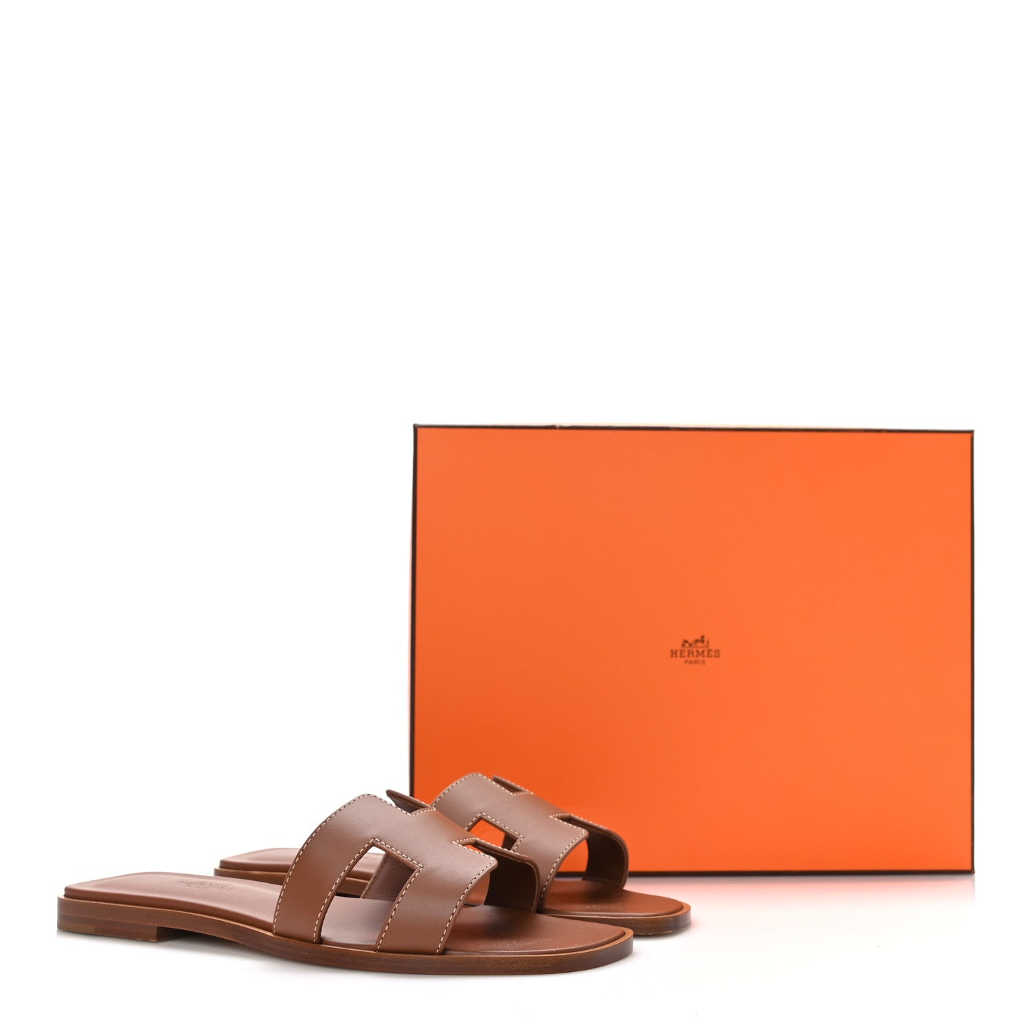 Hermes Box Calfskin Oran Sandals 36 Gold 9 of 9