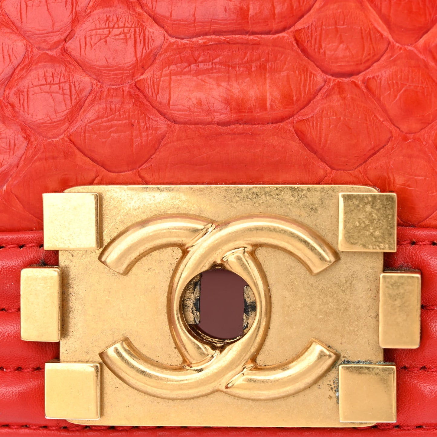 Snakeskin Medium Boy Flap Red