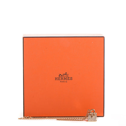 Hermes 18K Rose Gold Diamond Birkin Amulette Pendant Necklace 4 of 5