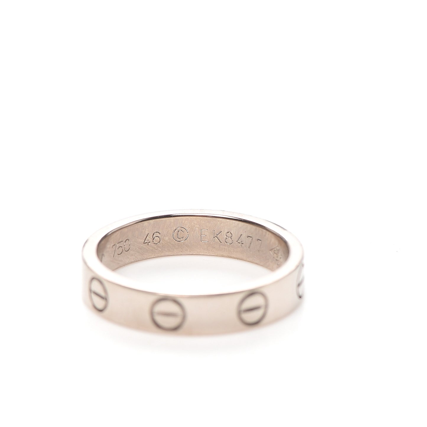 18K White Gold 3.5mm LOVE Wedding Band Ring 46 3.75