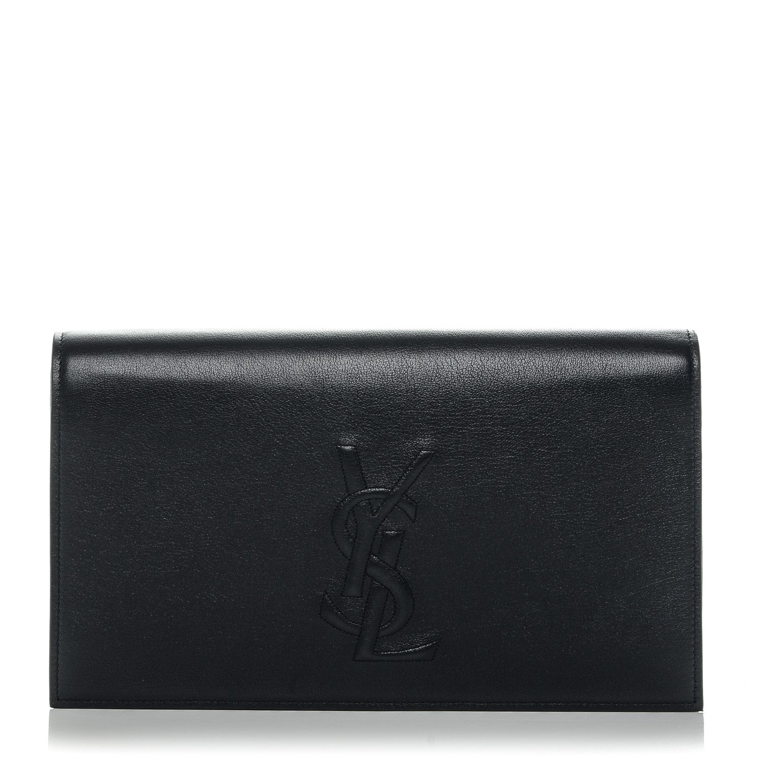 Saint Laurent Calfskin Monogram Large Belle De Jour Clutch Navy 1 of 6