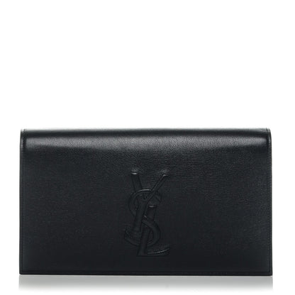 Saint Laurent Calfskin Monogram Large Belle De Jour Clutch Navy 1 of 6