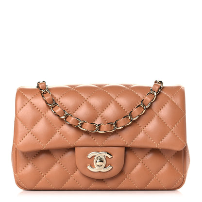 Chanel Lambskin Quilted Mini Rectangular Flap Brown 1 of 10