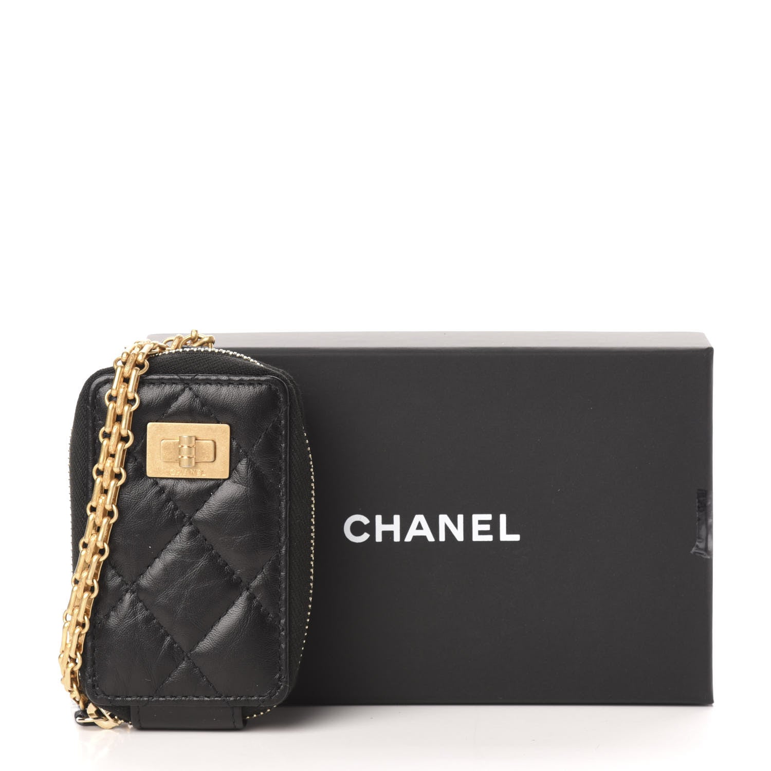 Chanel Aged Calfskin Quilted 2.55 Reissue Clutch With Chain Black 11 of 11