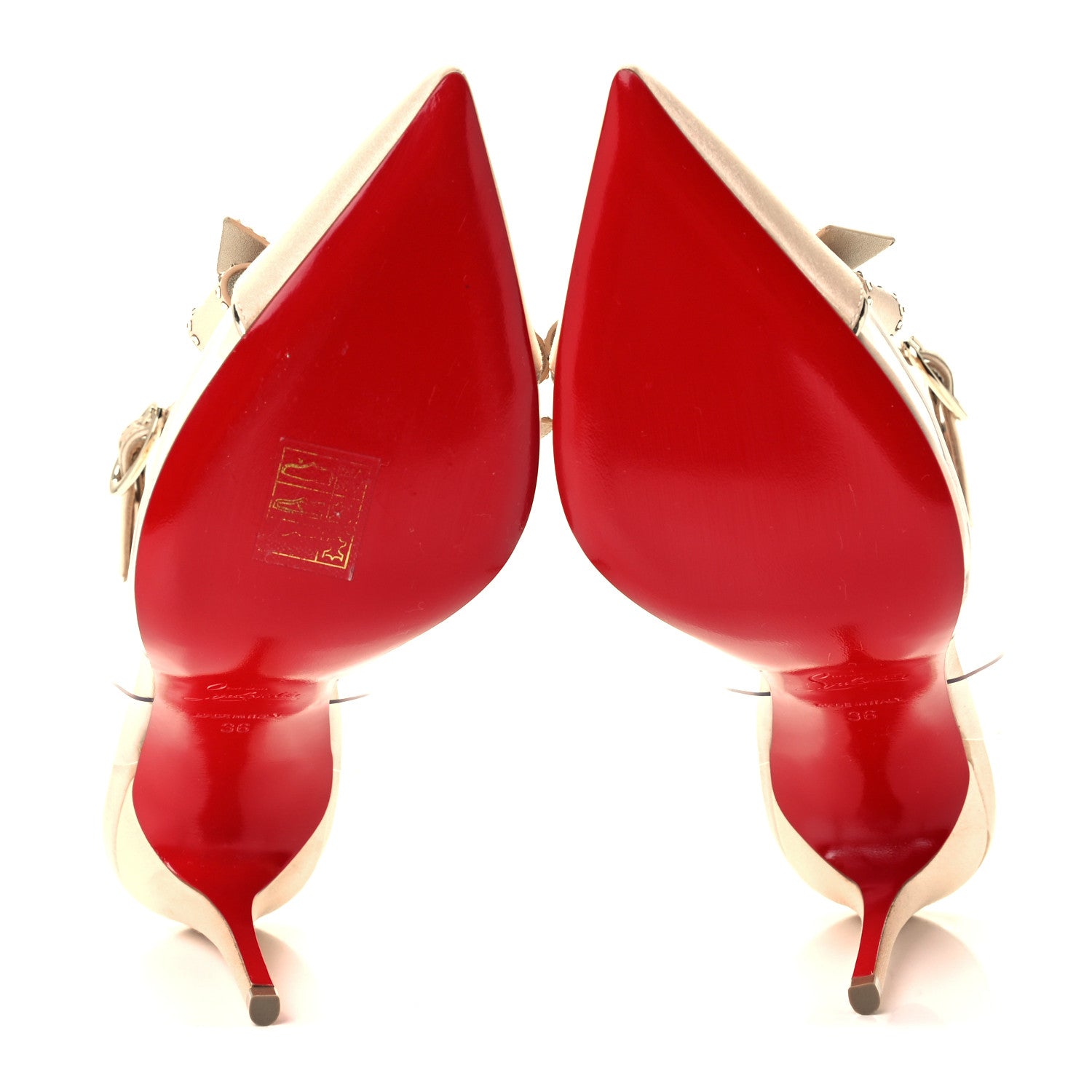 Christian Louboutin Satin PVC Specchio Naked Bow 100 Pumps 36 Version Nude 11 of 20