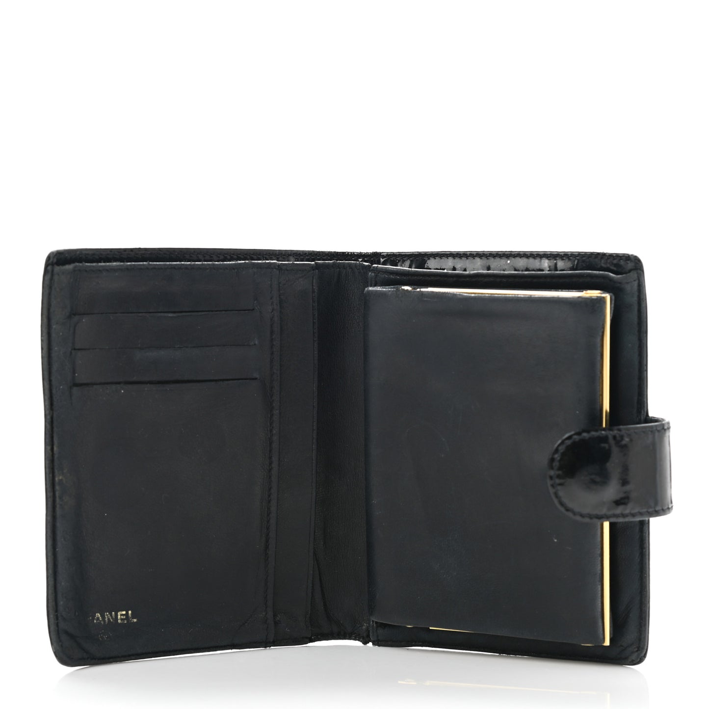Patent Timeless CC Compact French Wallet Black