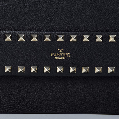 Valentino Garavani Pebbled Calfskin Rockstud Side Slip Wristlet Clutch Black 9 of 9