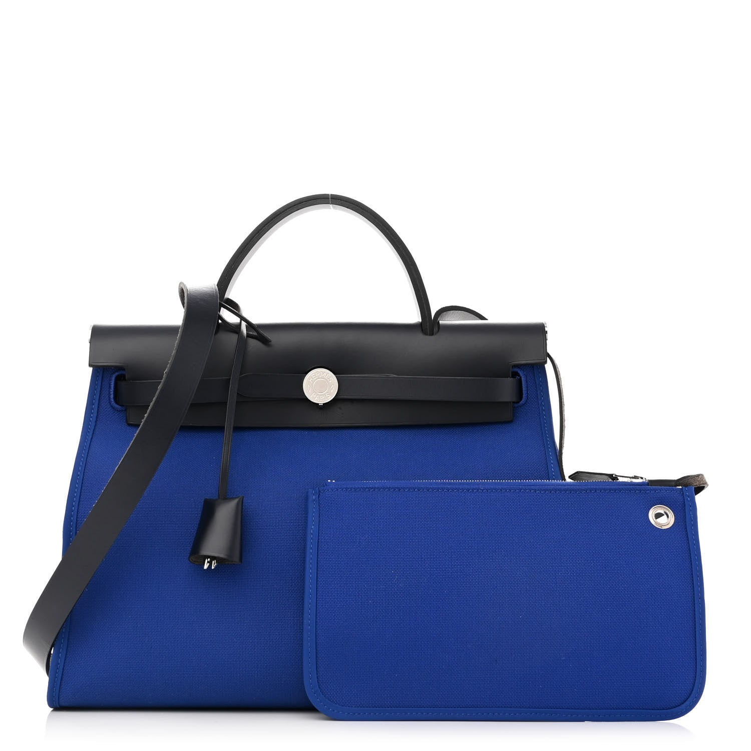 Hermes Toile Vache Hunter Herbag Zip 31 PM Bleu Electrique Bleu Indigo 1 of 12