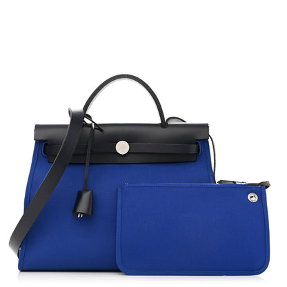 Hermes Toile Vache Hunter Herbag Zip 31 PM Bleu Electrique Bleu Indigo 1 of 12