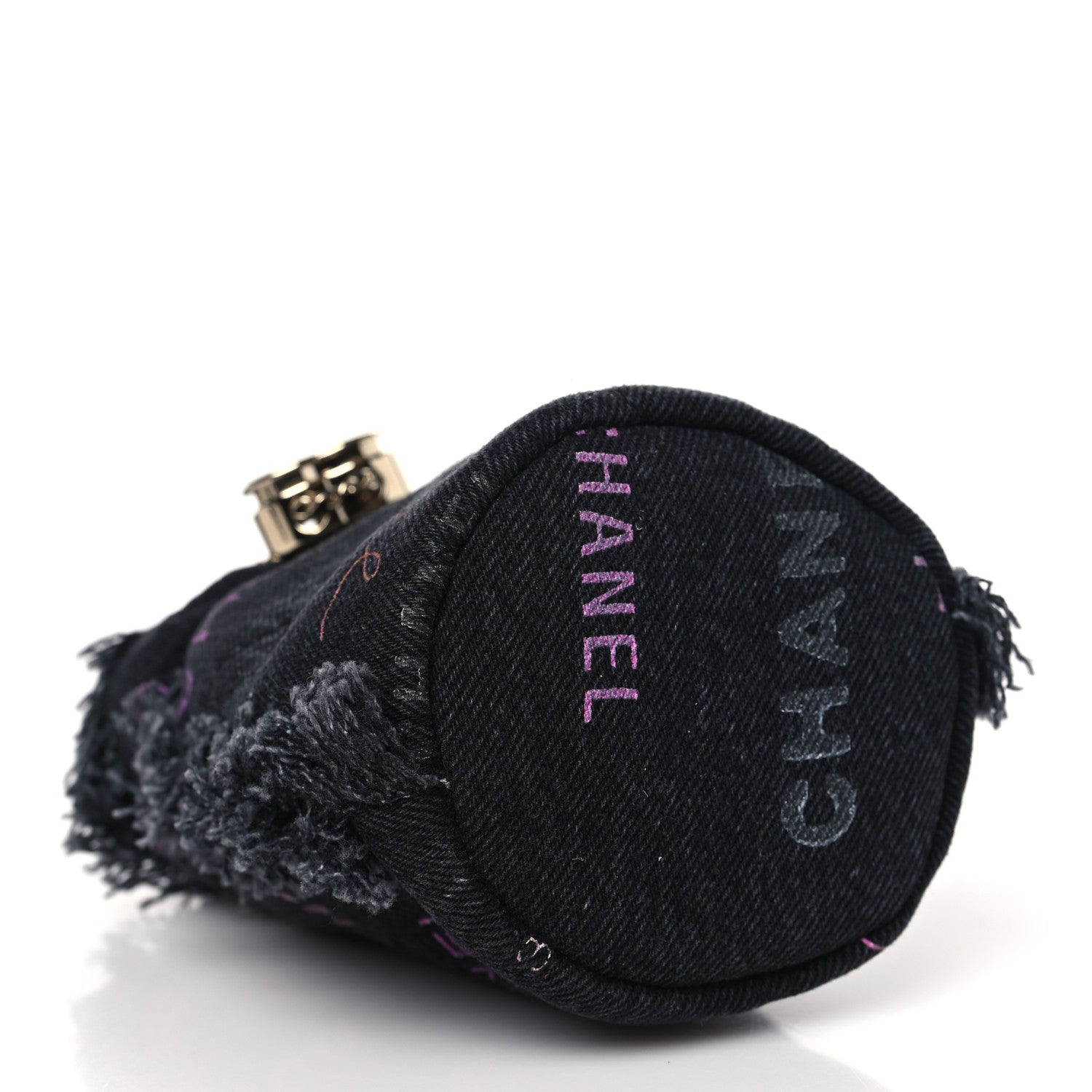 Chanel Denim Quilted Mood Mini Bucket With Chain Black Multicolor 4 of 10