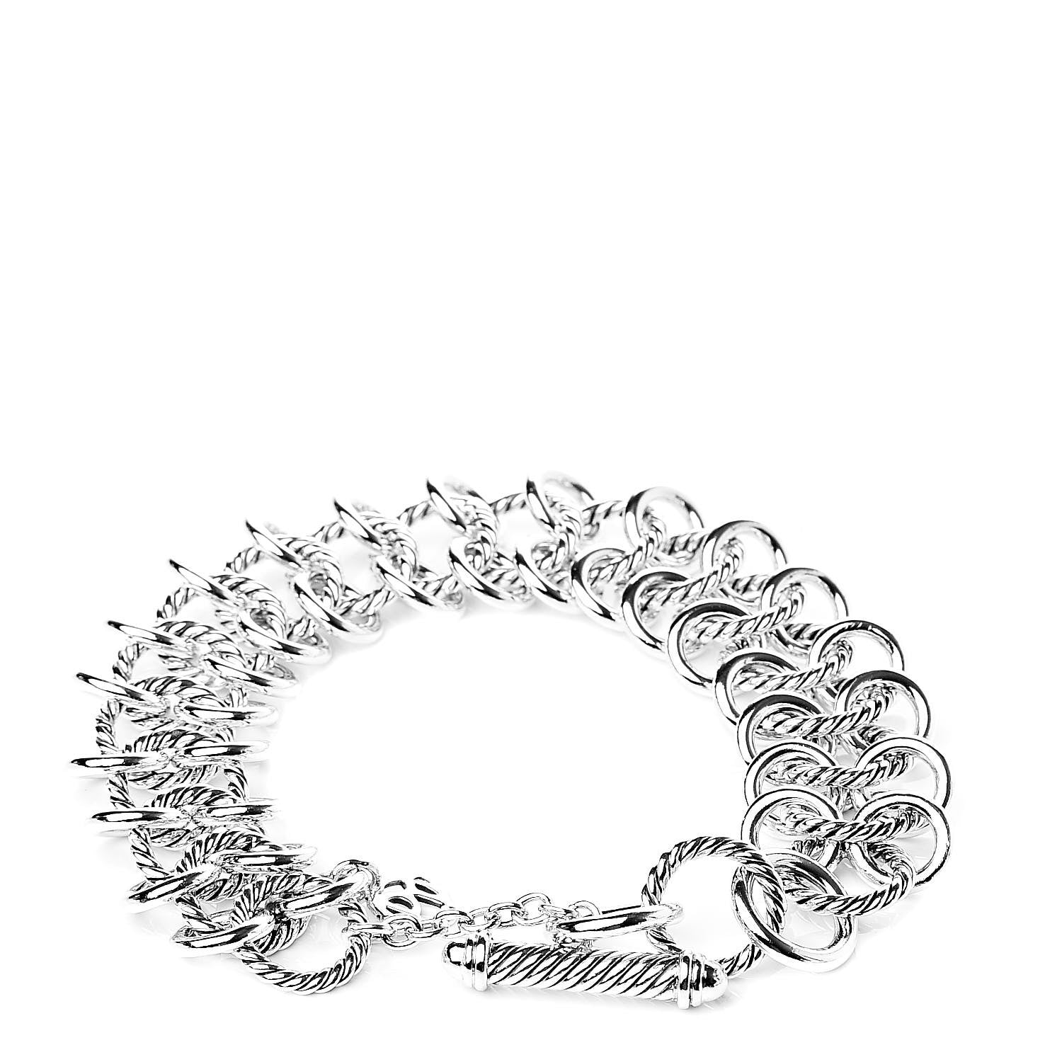 David Yurman Sterling Silver 18K Yellow Gold Atlas Chainmail Link Bracelet 3 of 5
