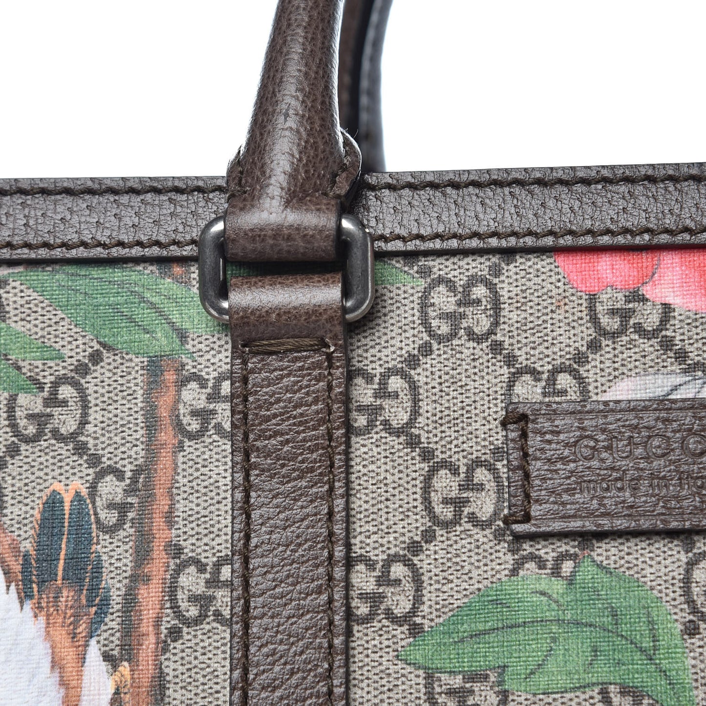 GG Supreme Monogram Tian Web Vertical Tote Beige Multicolor New Acero