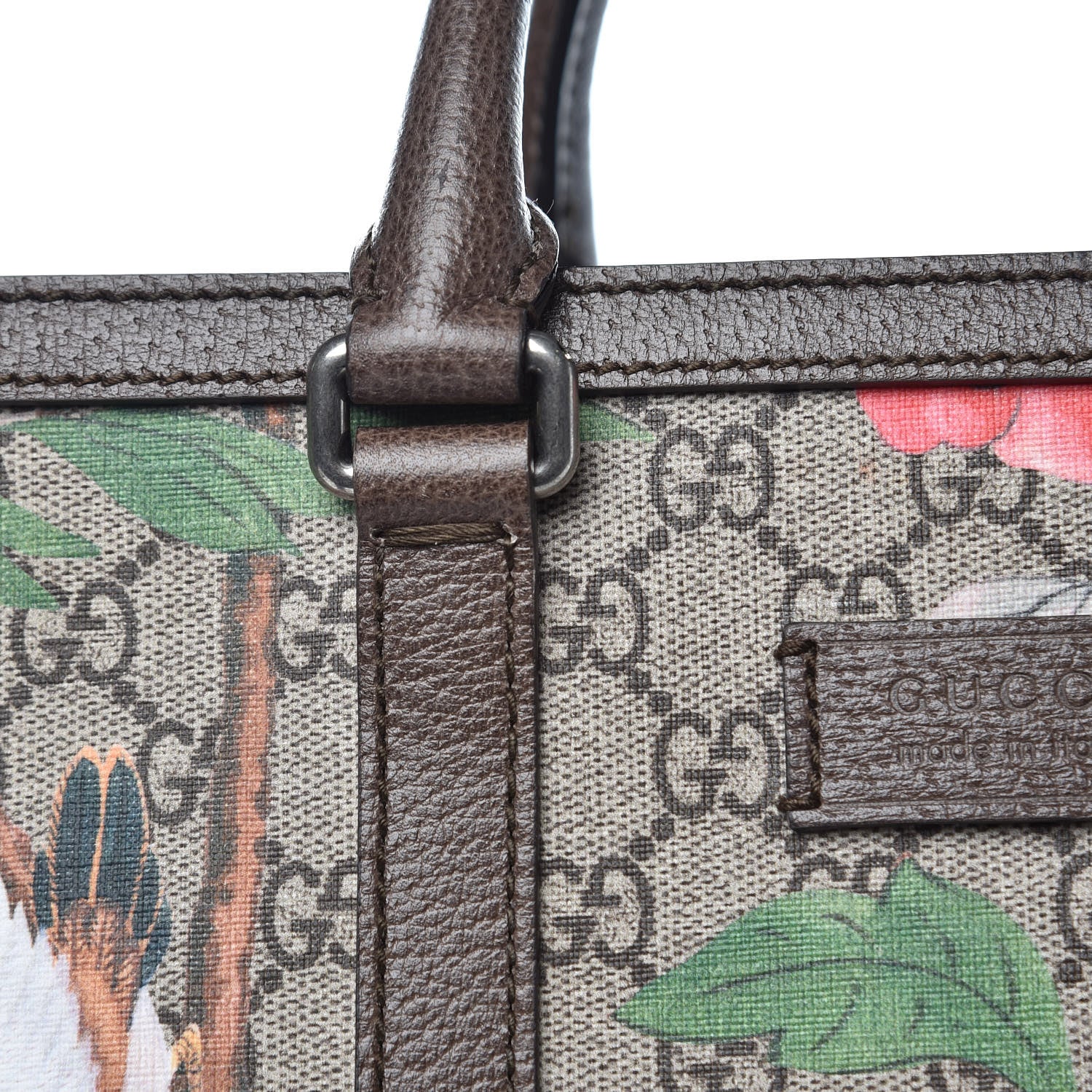 Gucci GG Supreme Monogram Tian Web Vertical Tote Beige Multicolor New Acero 12 of 15