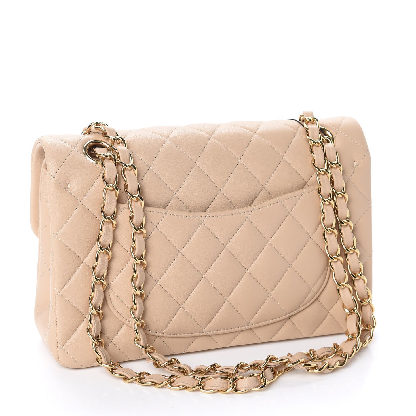 Lambskin Quilted Small Double Flap Beige