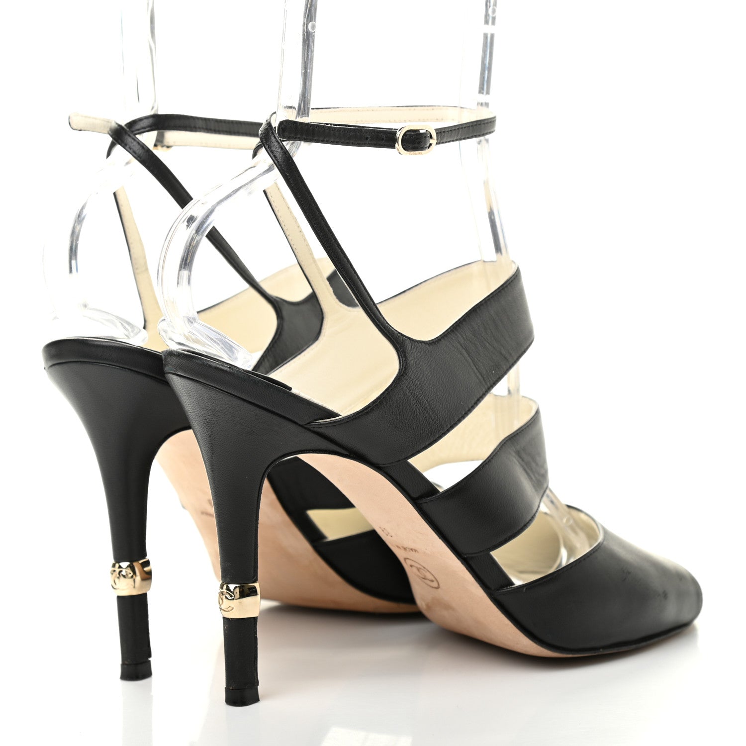 Chanel Lambskin CC Sandals 39 Black 4 of 10