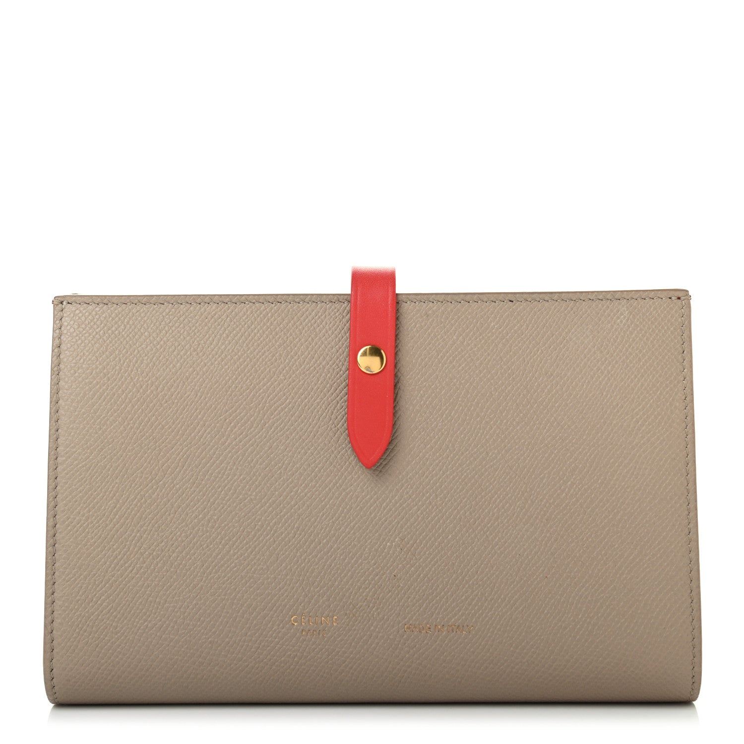 Celine Grained Calfskin Large Multifunction Strap Wallet Light Taupe Red 1 of 7