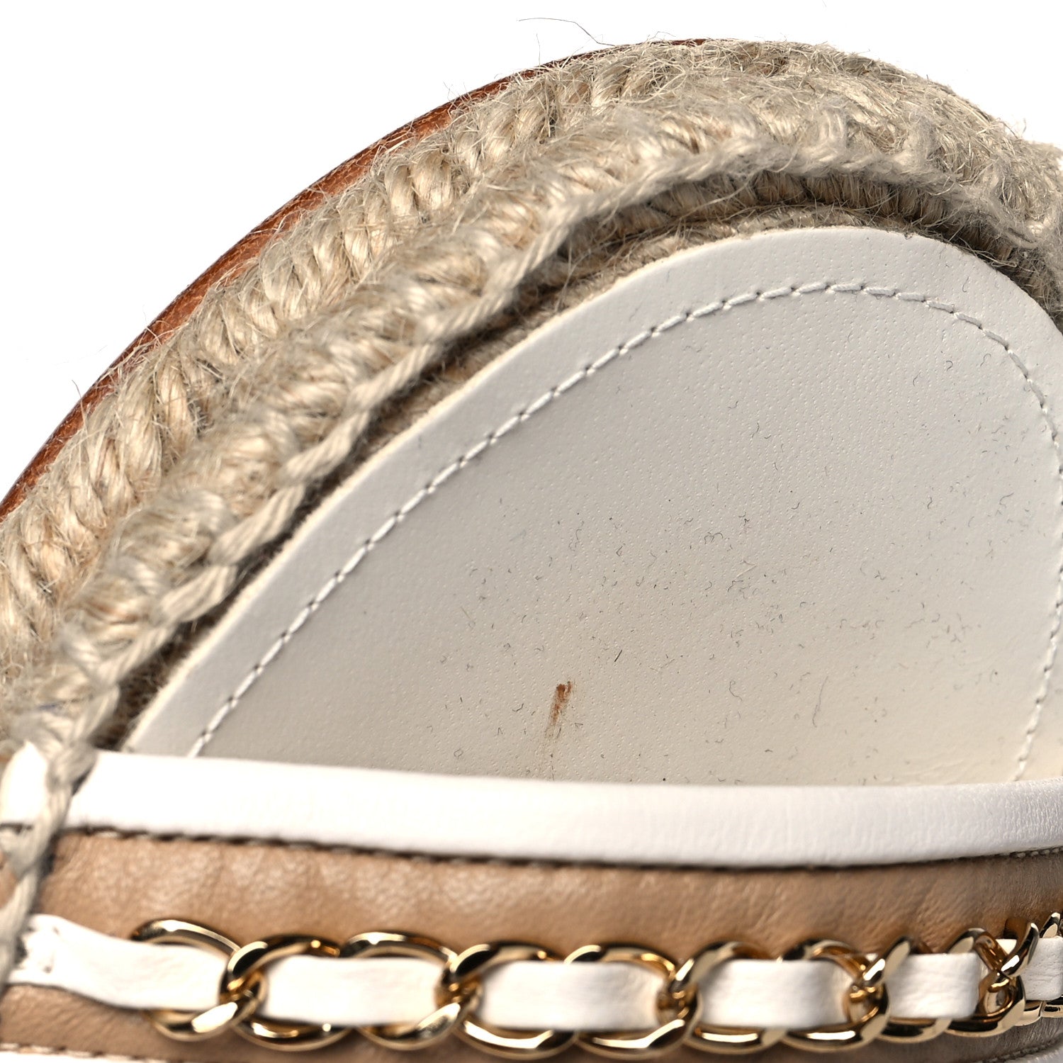 Chanel Lambskin Chain Espadrille Slip On Sandals 41 White 9 of 10