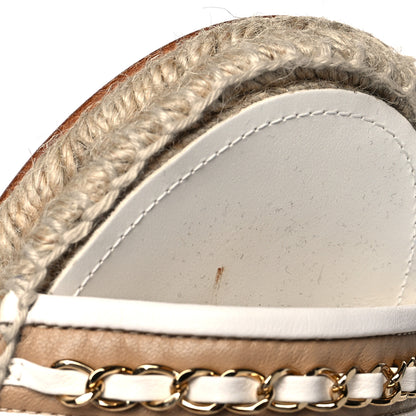 Chanel Lambskin Chain Espadrille Slip On Sandals 41 White 9 of 10