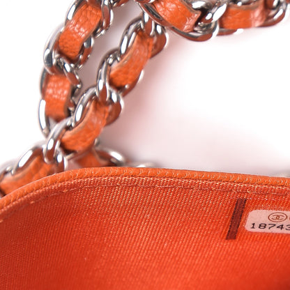 Chanel Goatskin Embossed Wallet On Chain WOC Orange 7 of 7
